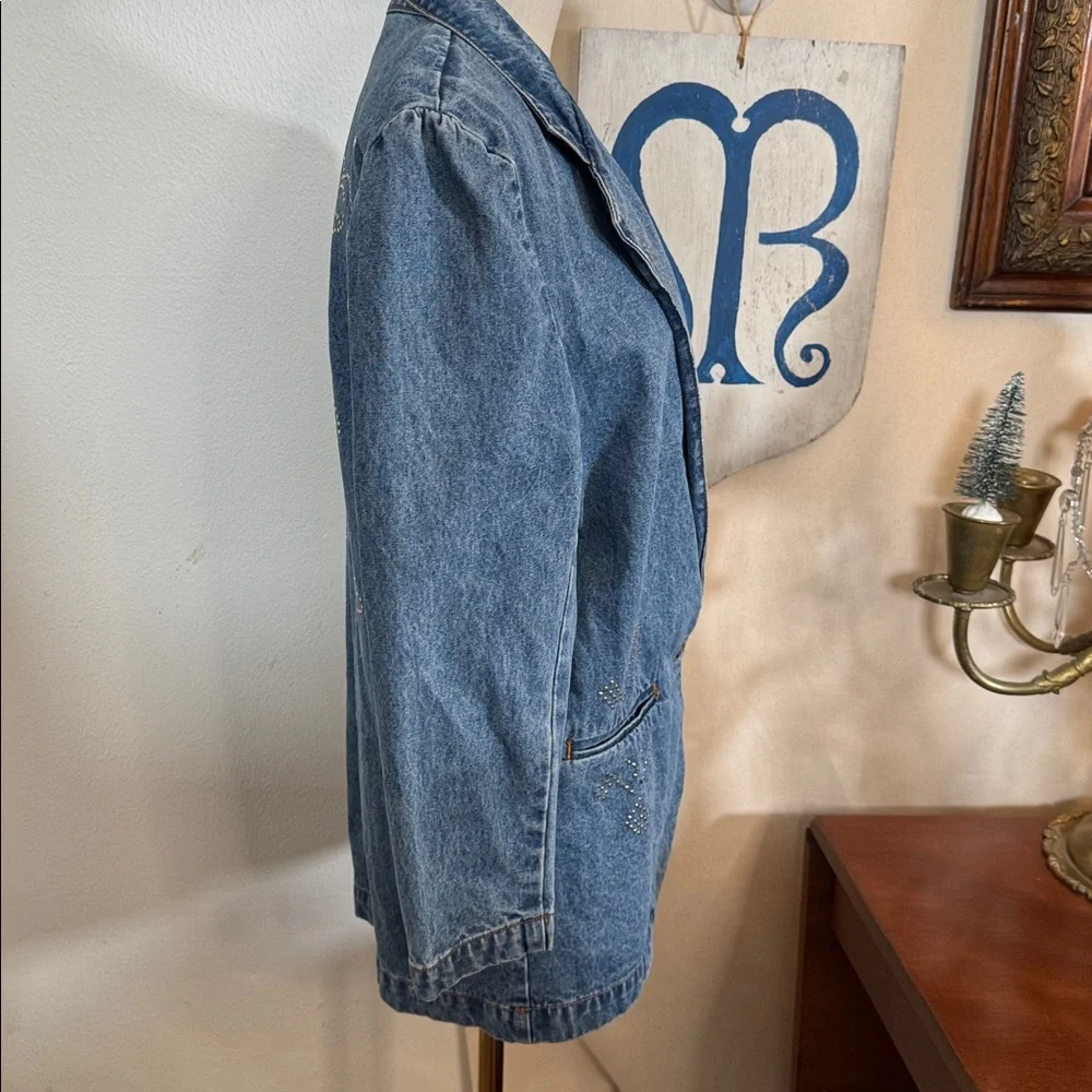 80s Vintage Jordache Embellished Blue Jean Jacket - Picture 6 of 7